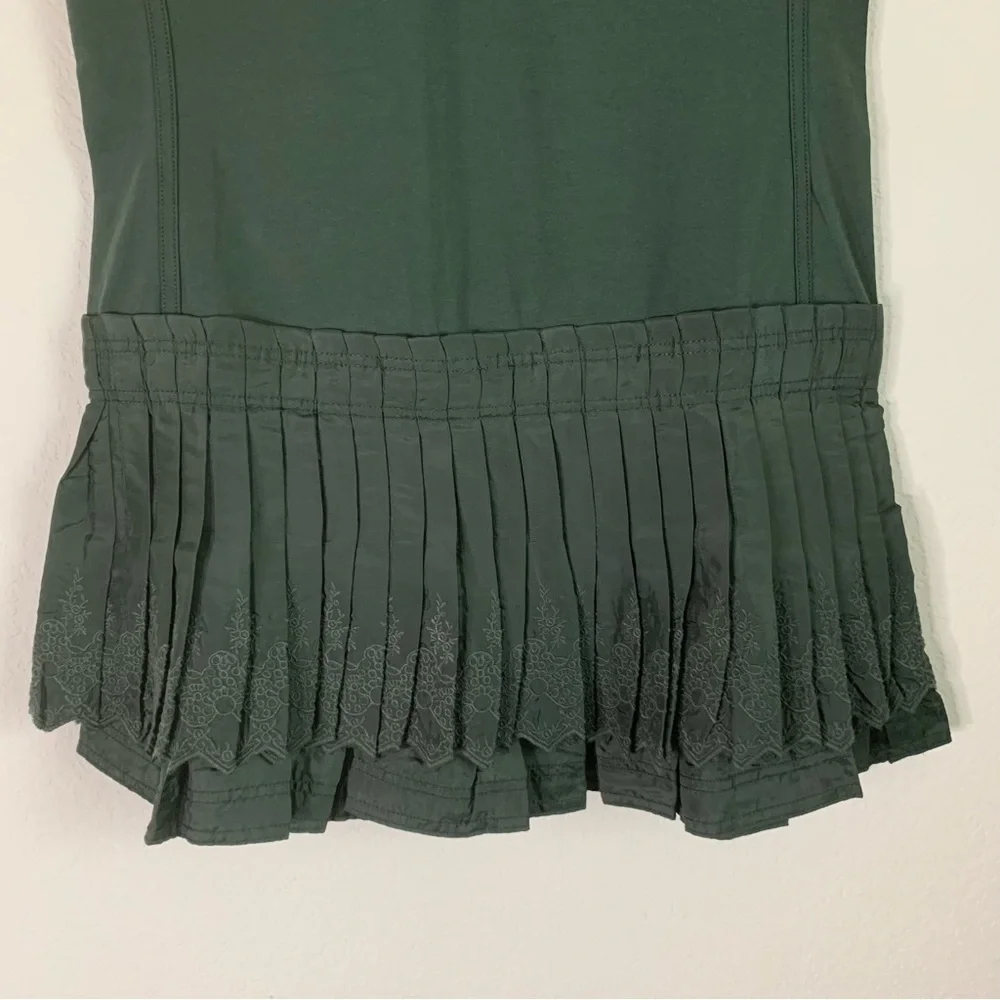 Daily practice by Anthro green Womens solid set mini pleated dress XS NEW